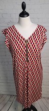 Michael Michael Kors Geometric Dress Coral Red Sz S NWT VNeck Zip Preppy Stretch