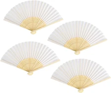Pack of 4 Handheld Paper and Bamboo Folding Fans for Wedding P