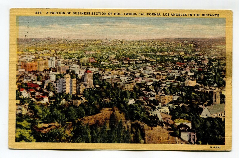 PORTION OF BUSINESS SECTION OF HOLLYWOOD CALIFORNIA LOS ANGELES IN THE DISTANCE
