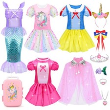 16 Pcs Princess Dress Up Costume Set for Girls - Mermaid  Role Play Outfits, Gi