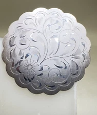 Vintage Forstner Sterling Silver 925 Etched Floral Brooch 2” Round