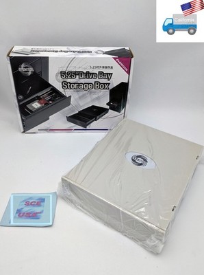 NEW Beige Computer 5.25'' Drive Bay Storage Drawer Box Tray for DVD/Blu-Ray disc