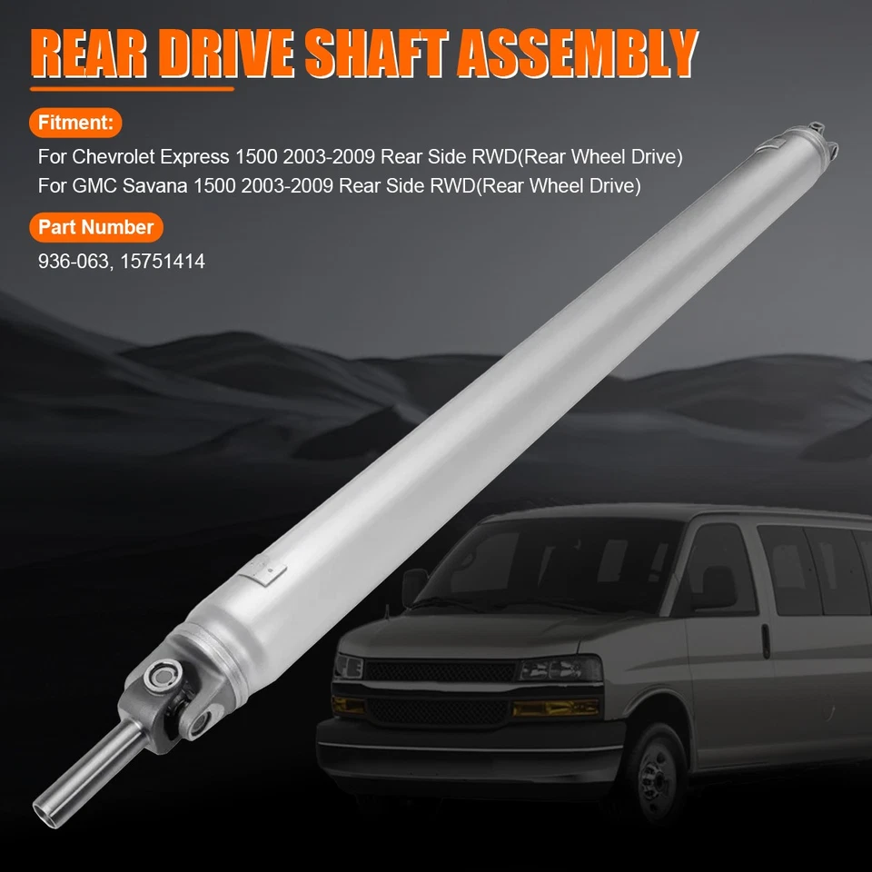 Fit 2003-2009 Chevy Express 1500 GMC Savana 1500 RWD Aluminum Rear Drive Shaft Foto 2 de 4