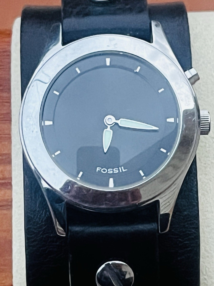 Fossil Big Tic Women JR-8162 Leather Bund Strap Watch 6 1/2