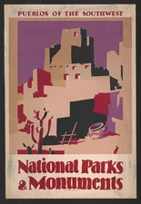 Vintage National Parks Travel Pueblos Southwest Art Poster Print