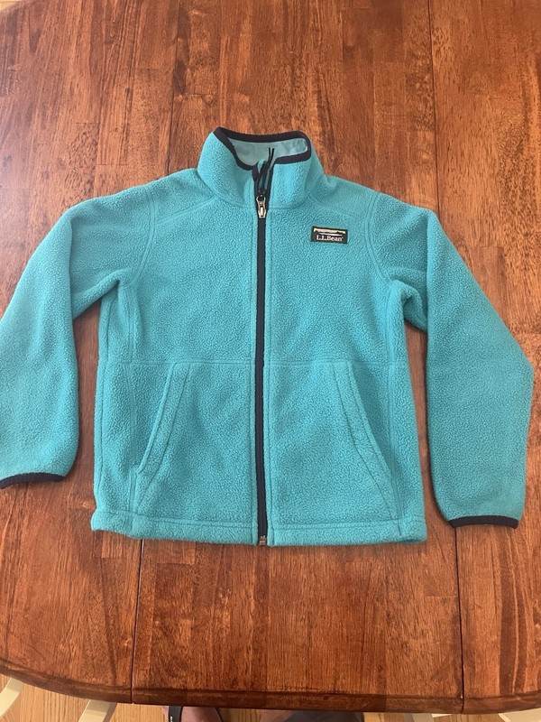 L.L. Bean Mountain Classic Fleece Jacket Blue Sz Small 8 Kids Full Zip Warm Cozy