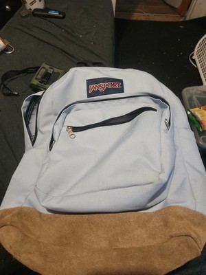 Jansport Backpack Light Blue Leather Bottom Superbreak  *Vintage* T501 S1290406