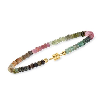 Ross Simons 20,00 Total ct WT Turmalin Perlen Armband mit 14kt Gelbgold Neu ohne Etikett