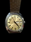 Vintage Timex Electric Day Date Men's Wristwatch Gold Dial Stainless Steel