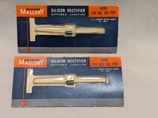 Qty. = 2  NOS - Vintage Mallory Diffused Junction Rectifier  A100 100 PRV 750 ma