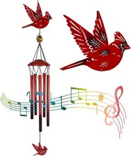Cardinal Wind Chimes Outdoor Gift Metal Red Bird Wind Chimes for Outside/Indo...
