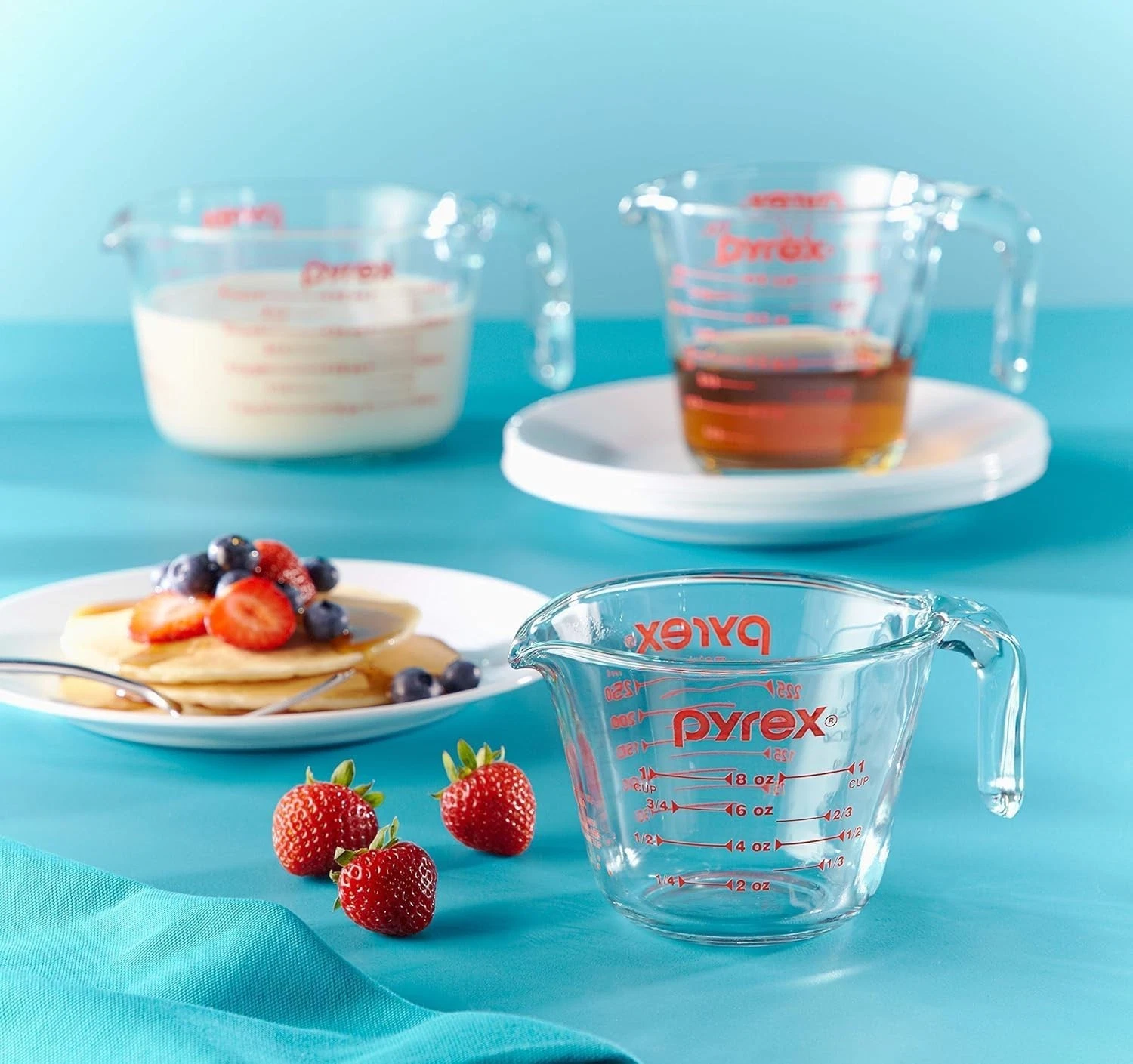Pyrex Glass Measuring Cup Set 3-Piece Microwave Oven Safe Kitchen Clear