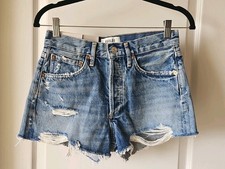 NEW Agolde 24 Parker Vintage Cut Off Short Clutch Organic Distressed Denim NWT
