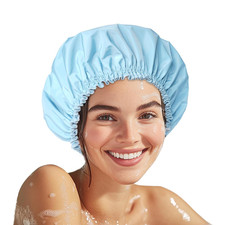 Shower Cap for Women, Double Layer Waterproof Bath Cap, Reusable Hair Protect...