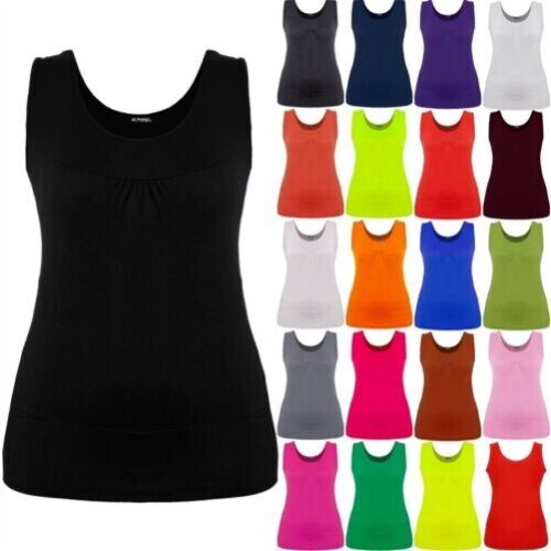 Plus Size Womens Celeb Ruched Vest Ladies Gathered Neck Ruched Stretch Long Top - Afbeelding 1 van 24
