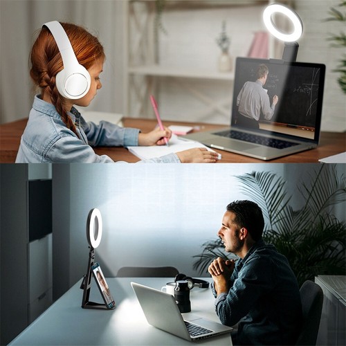 LED Ring Fill Light Clip On Flexible Stand Rechargeable Video Selfie Universal - Photo 4 sur 15