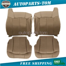 For 1999-2002 Chevy Silverado Driver & Passenger Bottom-Top Seat Cover Med Tan