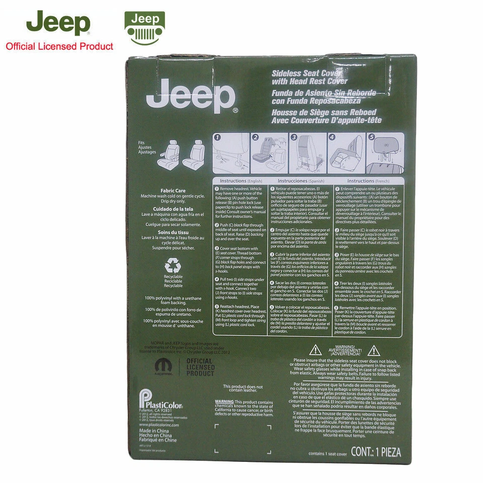 New Jeep Logo 2 Front Car Truck Black Synthetic Leather Sideless Seat Covers Set Foto 3 de 3