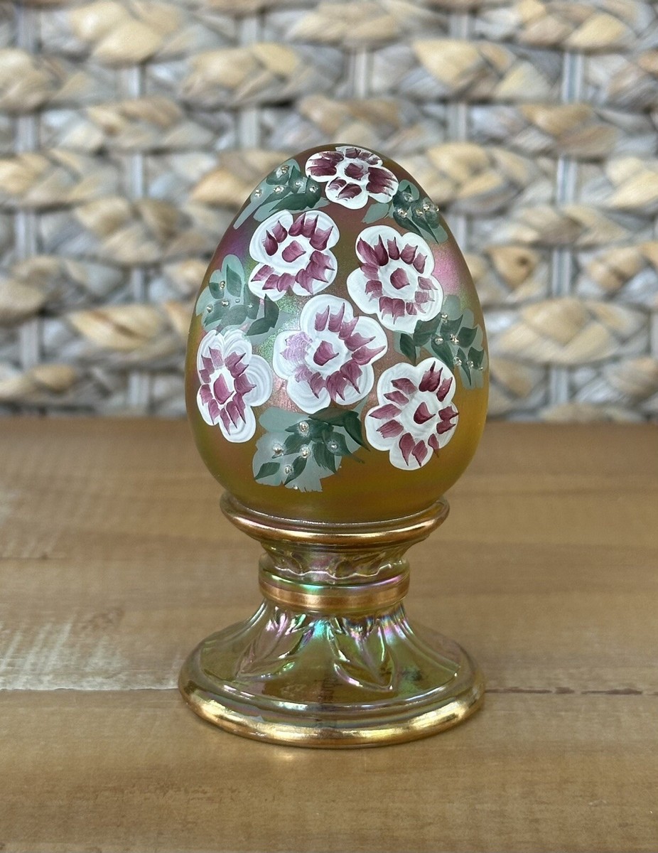 Fenton Signed (J. Watson) Hand Painted Glass Egg Numbered 523/2500