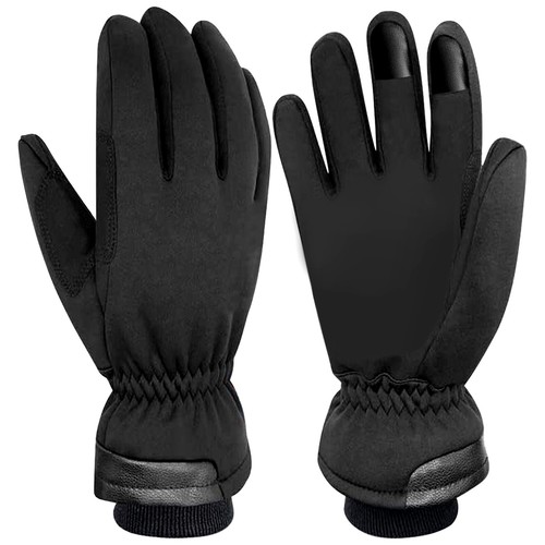 KUTOOK Gants d'hiver pour ski, neige, coupe-vent, thermiques, avec paume antidérapante et poche zippée pour snowboard, Large