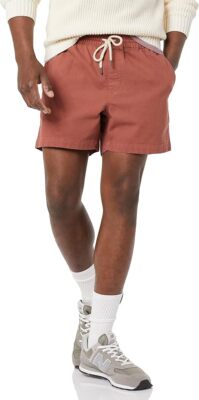 Herren schmale Passform 5'' Innennaht zum Anziehen Komfort Stretch Canvas kurzer Ton