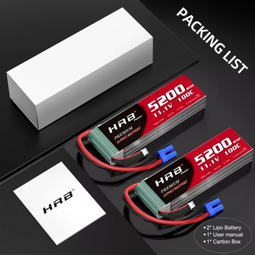 2xHRB 11,1V 5200mAh 3S 100C Lipo Akku EC5 für RC Auto-Akku Quad FPV - Bild 6 von 6