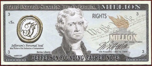 JEFFERSON 🦅 🗽FOUNDING FATHERS 🗽💶 Fantasy Note 🌄Buy More 🗽 Save More
