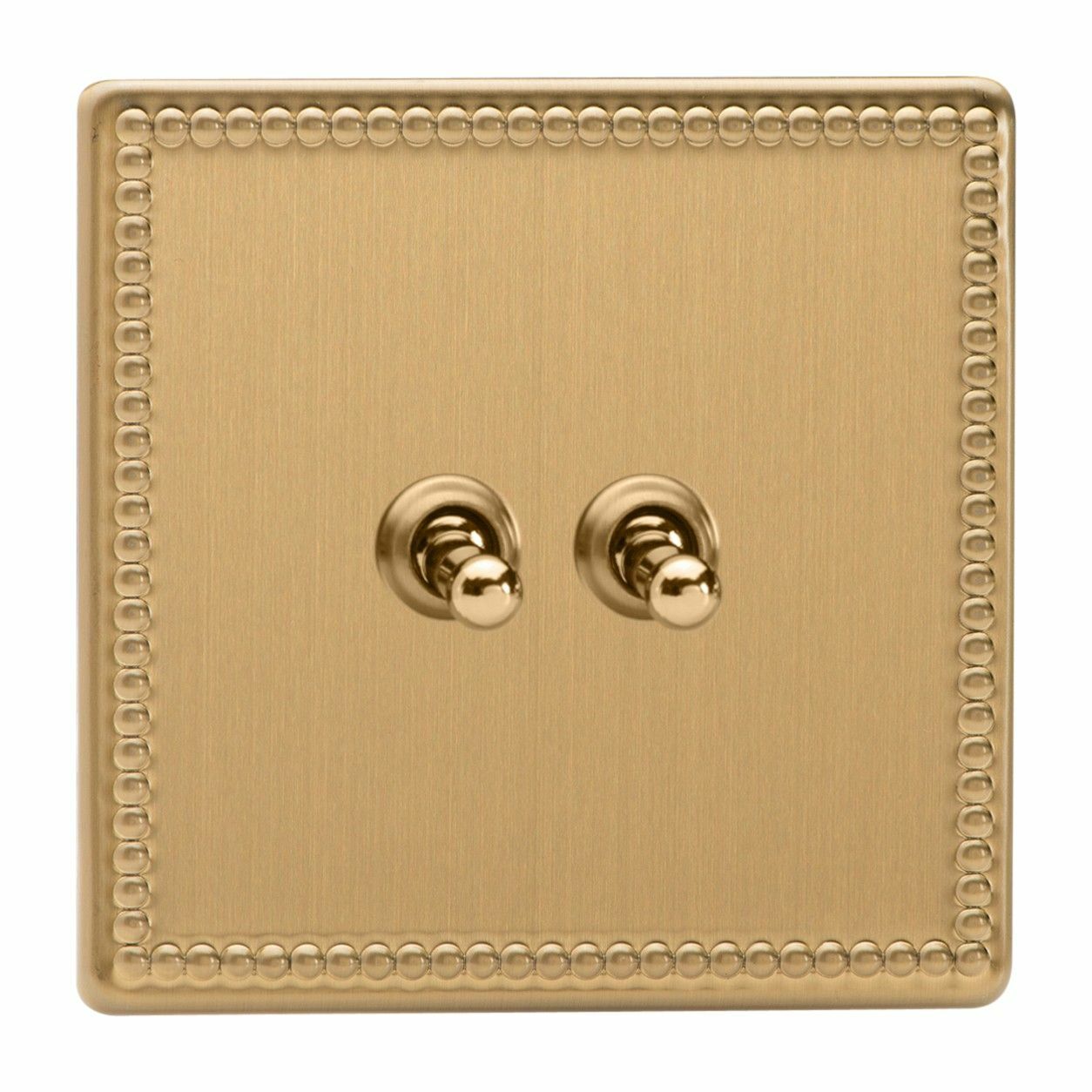 Varilight XDYT2S.JB Jubilee Brushed Brass 2 Gang 1 or 2 Way Toggle Light Switch