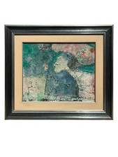 Dipinto Olio su Tela di Franco Rognoni con Dama con Corteggiatori del 1974