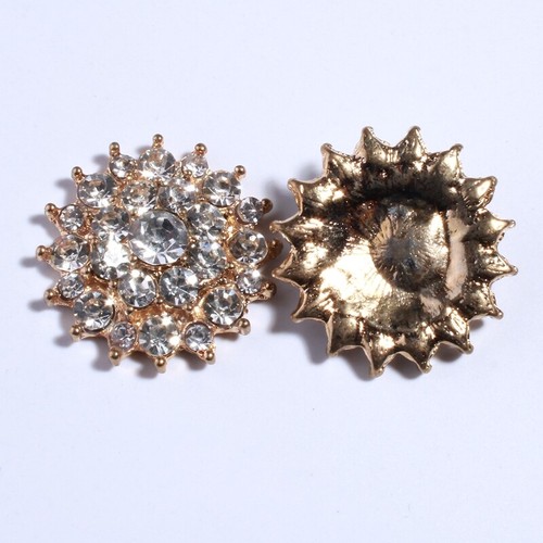 15PCS 27MM Hot Silver Crystal Snow Rhinestone Button For Flower Accessory Metal - Picture 1 of 3