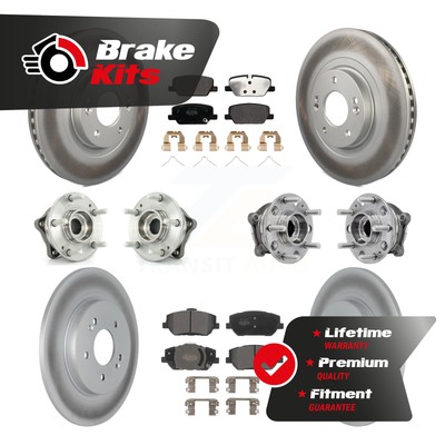 Front Rear Hub Bearings Coated Disc Brake Rotors And Pads Kit (10Pc) For AWD