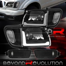 For 2001-2004 Tacoma Black Clear LED DRL Head Light + Corner Signal Bumper Lamp