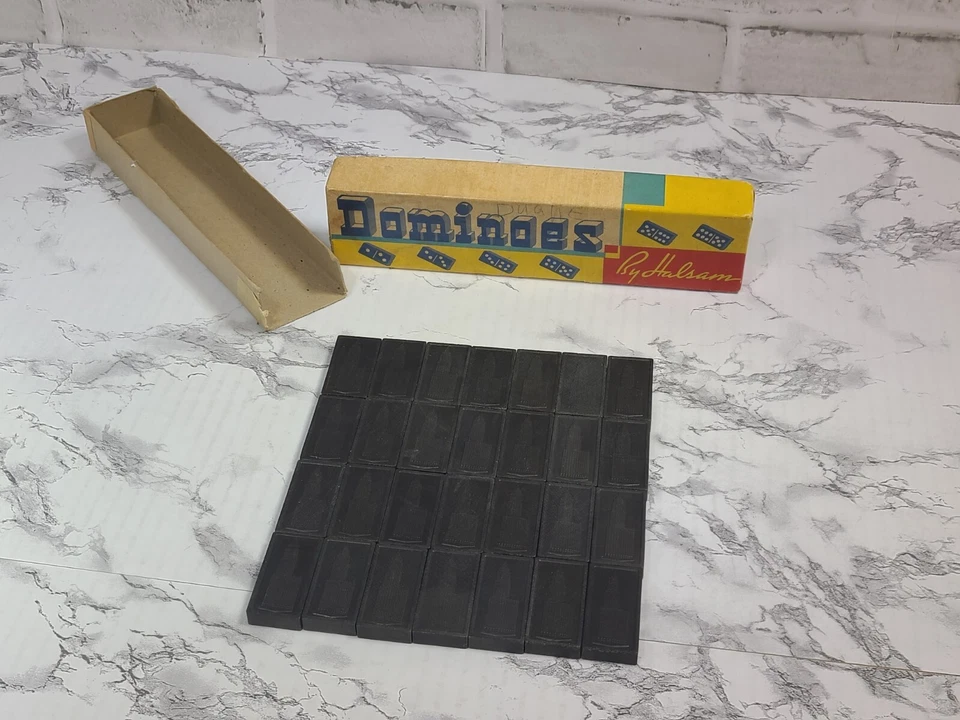 Vtg Wooden Dominoes Halsam Made in the USA NYC woolworth building - Image 2 of 4