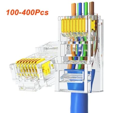 CAT6 CAT5 RJ45 Pass Through Network Cable Modular Plug Connector Open End 8P8C