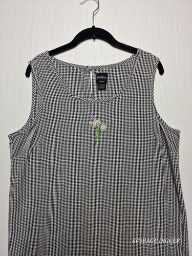 Erika Dresses Women's Black White Dress Sleeveless Midi Flower Daisy Size XL - Picture 2 of 13