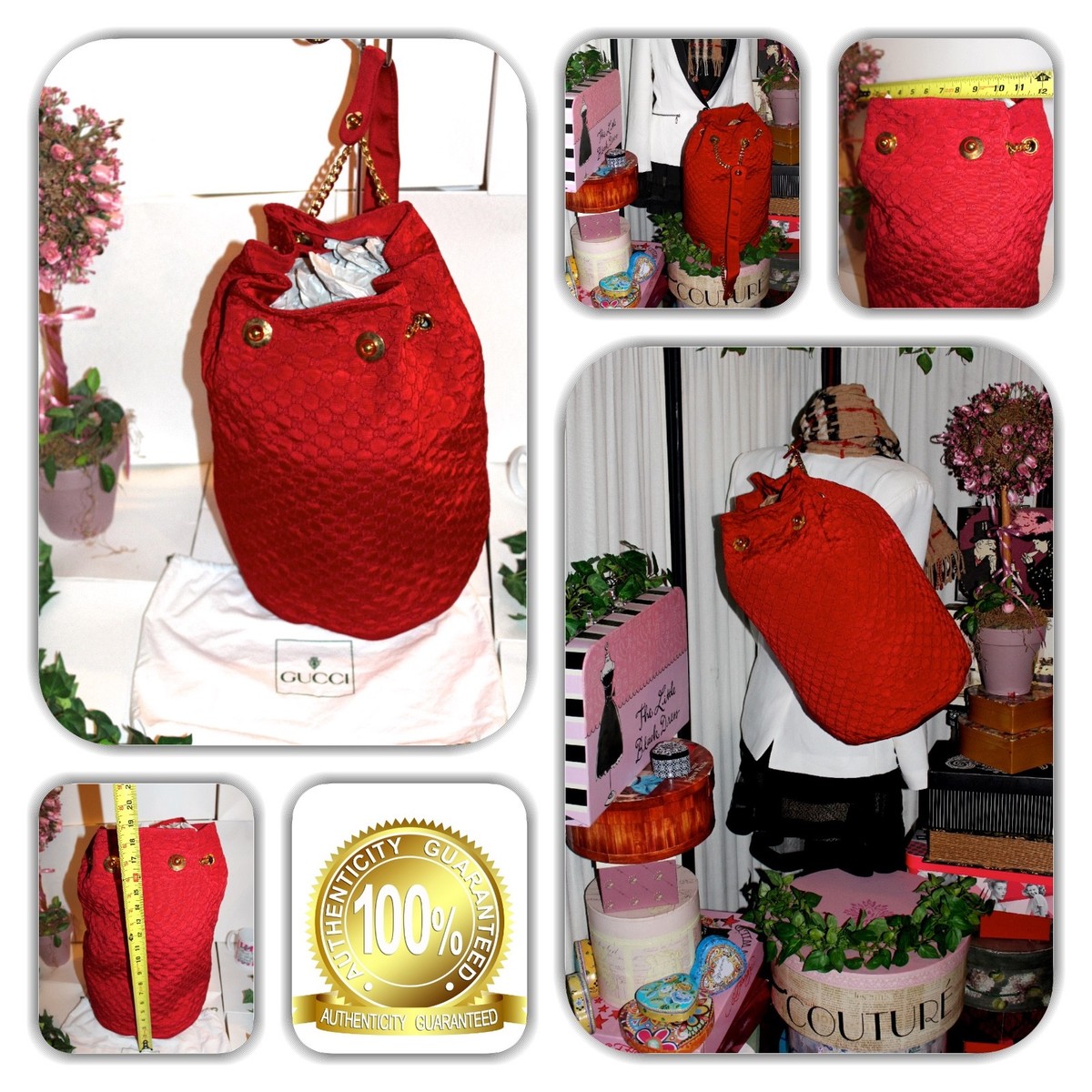 STUNNING GUCCI RARE RED EXTRA LRG GG MONOGRAM BACKPACK/BOOK  display picture 1