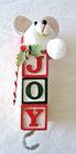 Wooden Alphabet Block Mouse JOY Christmas Ornament 5-1/2" tall Hanging Decor — photo 2
