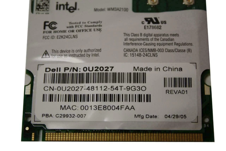 Lot 4 Dell Intel 2100 WiFi Wireless Card 802.11b Mini-PCI WM3A2100 U2027 9Y200 - Image 4 of 4