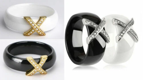 Modeschmuck-Ringe im Band-Stil aus Keramik