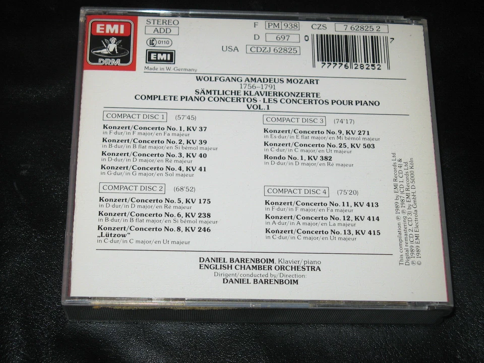 Mozart Daniel Barenboim English Chamber Orchestra Sämtliche Klavierkonzerte 4 CD - Bild 2 von 2