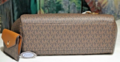 NWT MICHAEL KORS JET SET TRAVEL LG Chain Shoulder TOTE + CARD CASE BROWN MK PVC - Picture 10 of 12