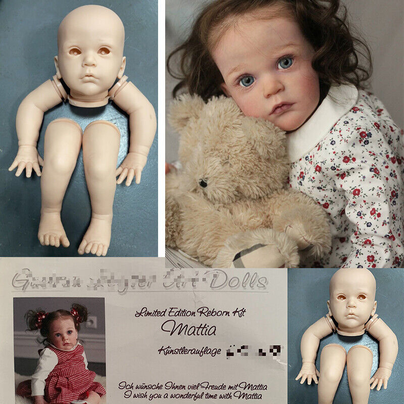 24in Reborn Doll Kit Unpainted Doll Parts Head+Limbs+Eyes+Cloth Body DIY Kits