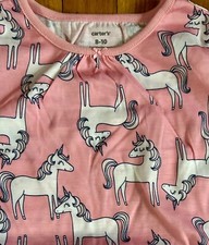 Carter's Girls Nightgown Pajama PJs Pink Unicorns Sz 8-10 NWOT