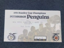 1991 Pittsburgh Penguins Vs Rangers December 10 Ticket Stub Mario Lemieux Goal