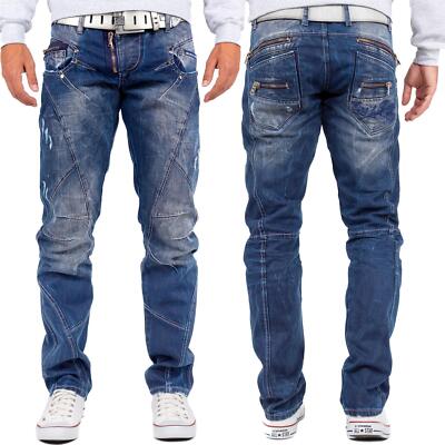 Cipo & Baxx - Jeans Da Uomo Dritti Con Logo, Cuciture Spesse, Per Il Tempo Libero Azzurro W31 - Foto 2