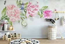 3D Floral Bird Wallpaper Wall Mural Removable Self-adhesive Sticker 344