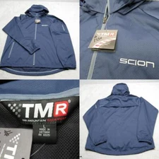 TMR Scion Jacket Mens Large Blue Check Full Zip Hooded Outdoor Windbreaker NEW