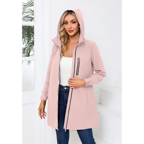Women Hooded Rain Coat Long Sleeve Full Zip Waterproof Slim Fit Anoraks Jackets - Bild 20 von 60
