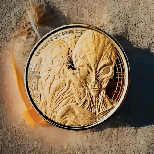 2023 Alien Invasion 50 Cedis 1/10 Oz 9999Pure Gold BU Coin Ghana Scottsdale Mint