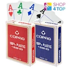 2 DECKS OF COPAG 4 COLOUR 100% PLASTIC JUMBO INDEX POKER CARDS 1 RED 1 BLUE NEW